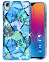 For Vivo Y90 Back Cover Case (Dual Design Glitter Sparkle and Detachable Diamond Print Case | Soft and Flexible)