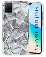 For Vivo Y33T | Vivo Y21T | Vivo Y21s Back Cover Case (Dual Design Glitter Sparkle and Detachable Diamond Print Case | Soft and Flexible)