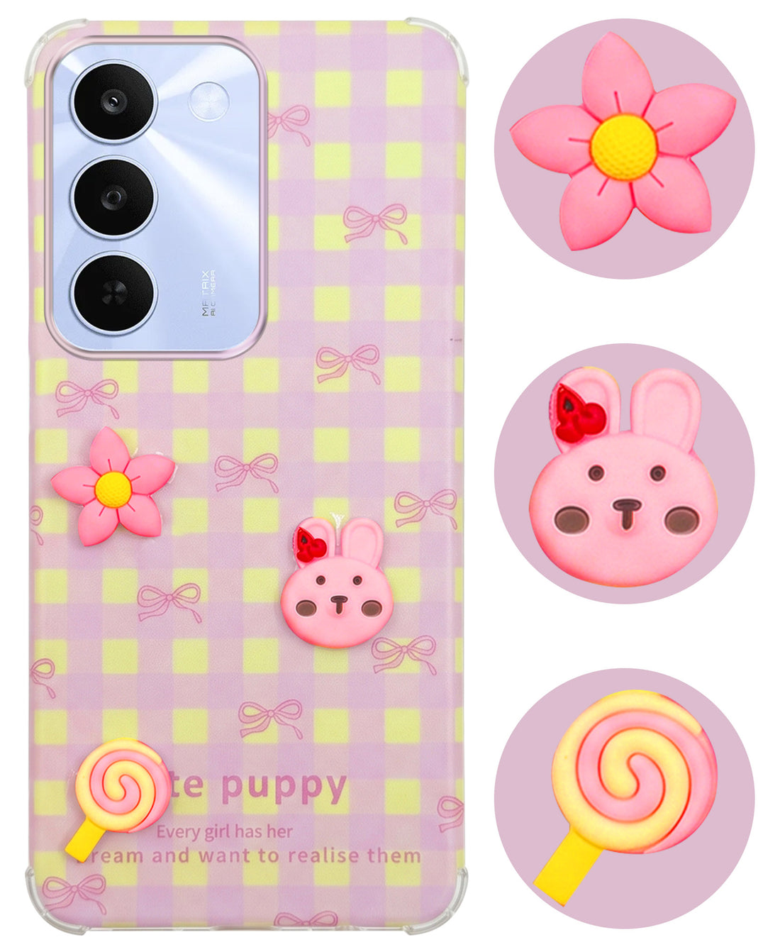 For Realme C83 5G Back Cover Case (3D Cute Cartoons | Hard Back Side Soft | Matte Premium Finish | HD Printing)