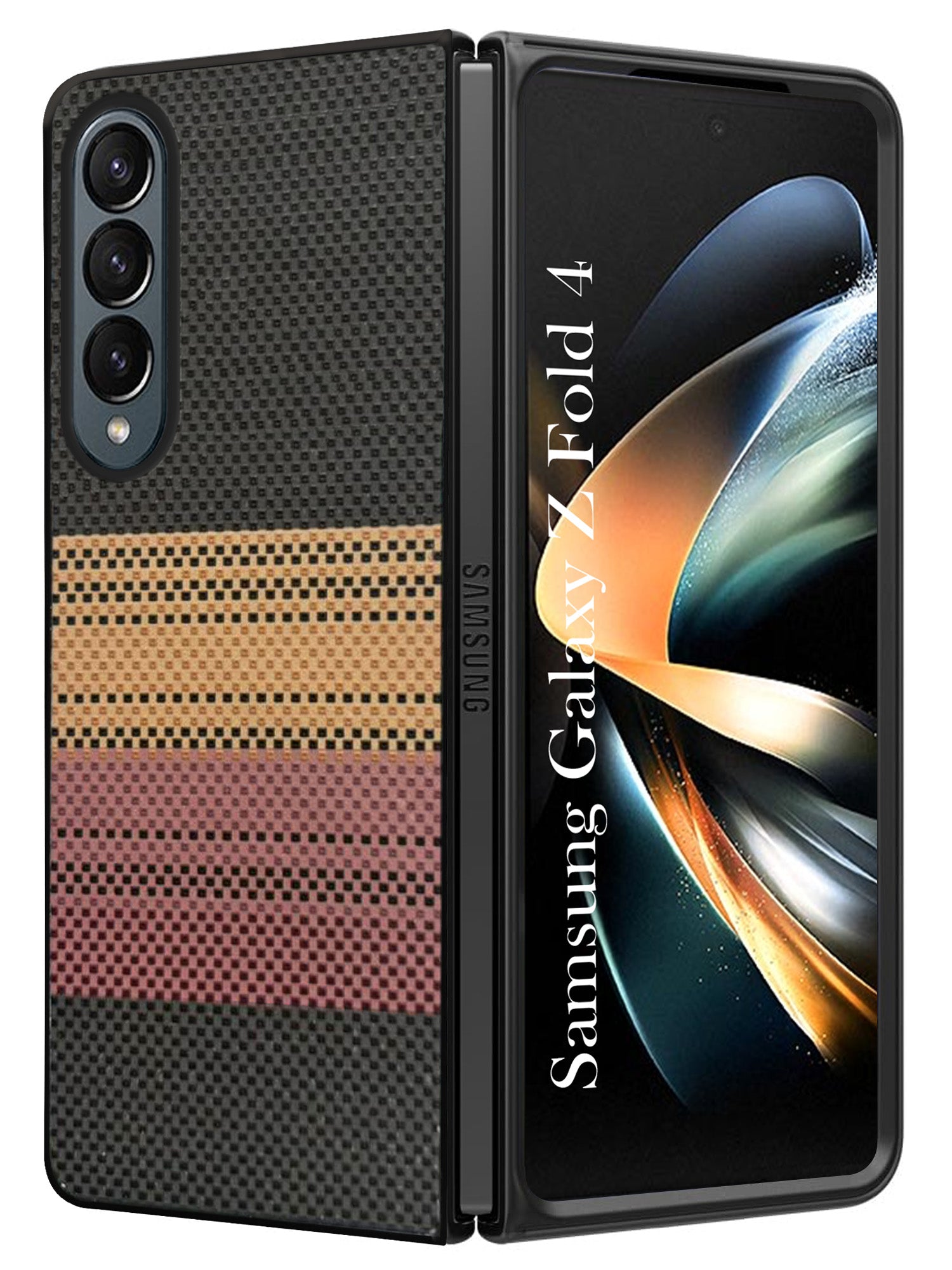 For Samsung Galaxy Z Fold 4 5G Back Flip Case Cover (Craft Printed Design | Hybrid Texture | Inside Microfiber Cloth)