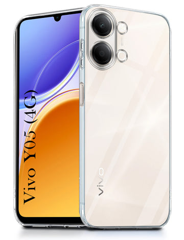 For Vivo Y05 4G Back Cover Case Silicone (Clear Shockproof Case with Camera Protection | Soft and Flexible | Transparent)