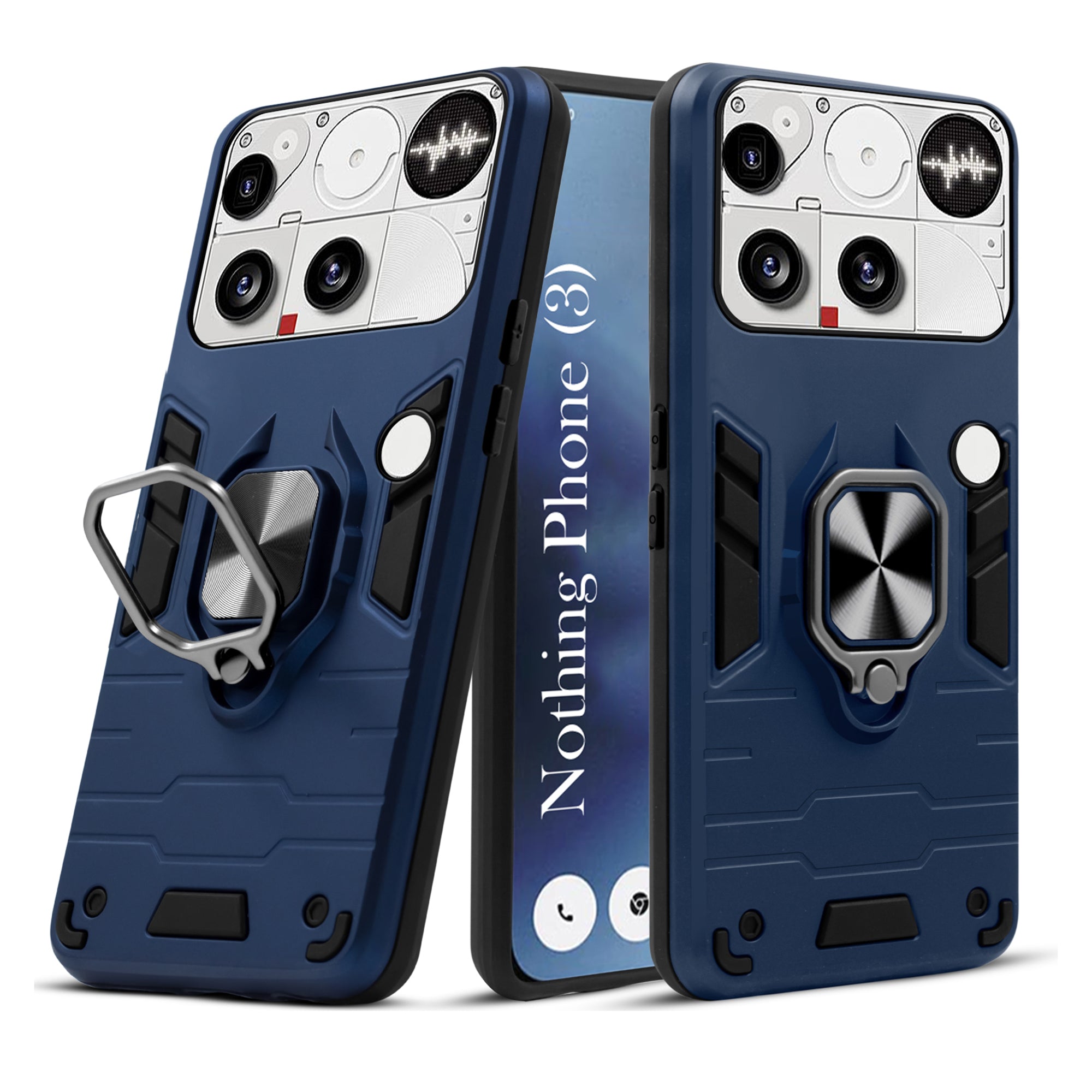For Nothing Phone 3 Back Cover Case Hybrid Armor (Shockproof Dual Layer Polycarbonate |Ring Holder Kickstand)
