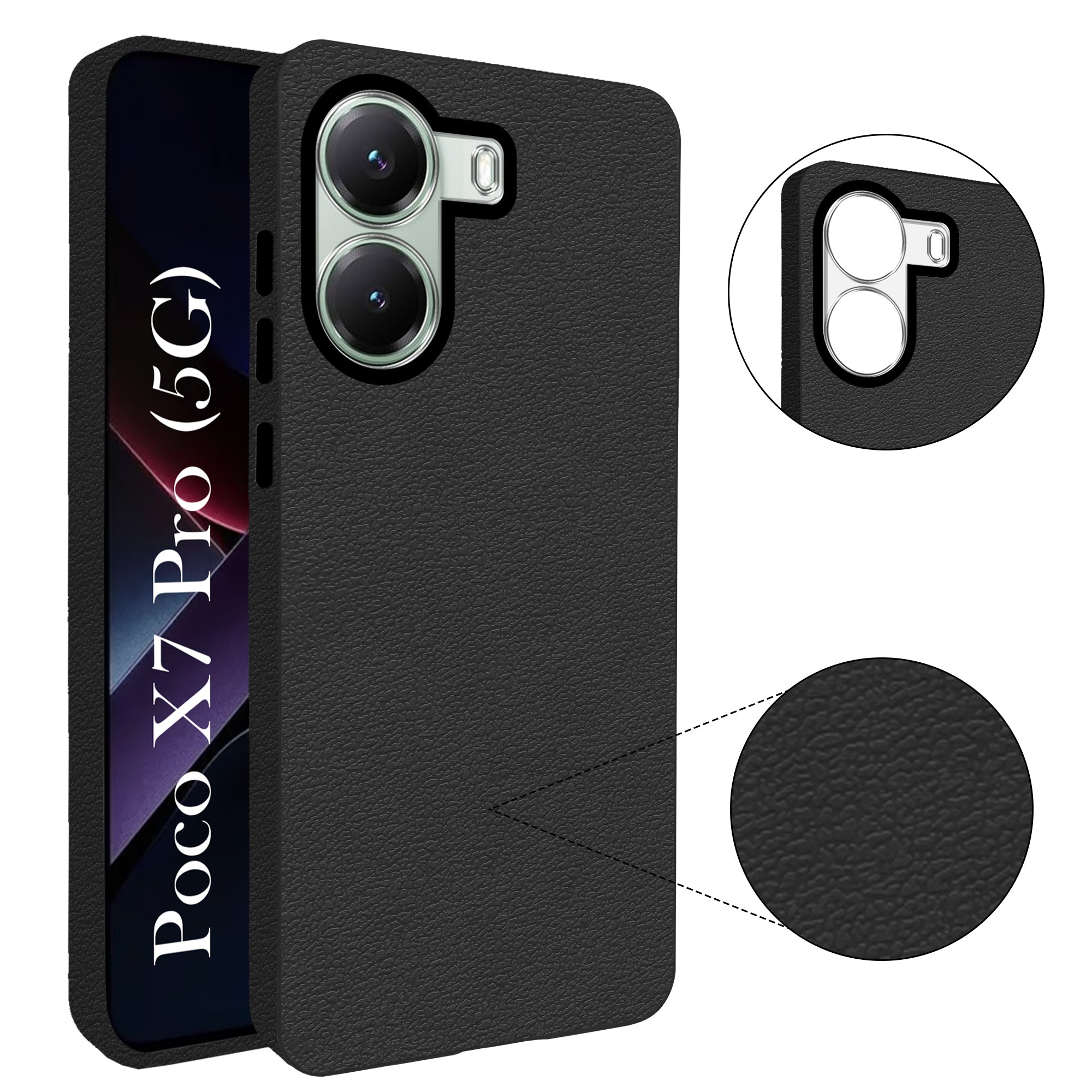 For Poco X7 Pro 5G Back Cover Case (Glass Like Camera Protection | Leather Feel | Minimalist Professional Grip)
