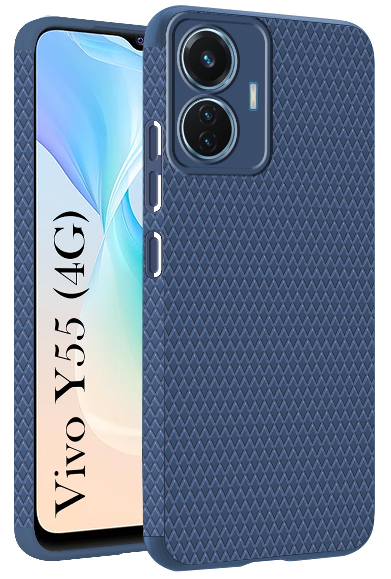 For Vivo Y55 4G Back Cover Case(Liquid Silicone Side Grip Camera Protection) Matte Blue