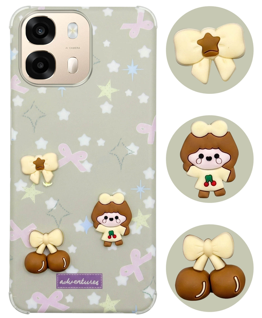 For Oppo A6 Pro Back Cover Case (3D Cute Cartoons | Hard Back Side Soft | Matte Premium Finish | HD Printing)