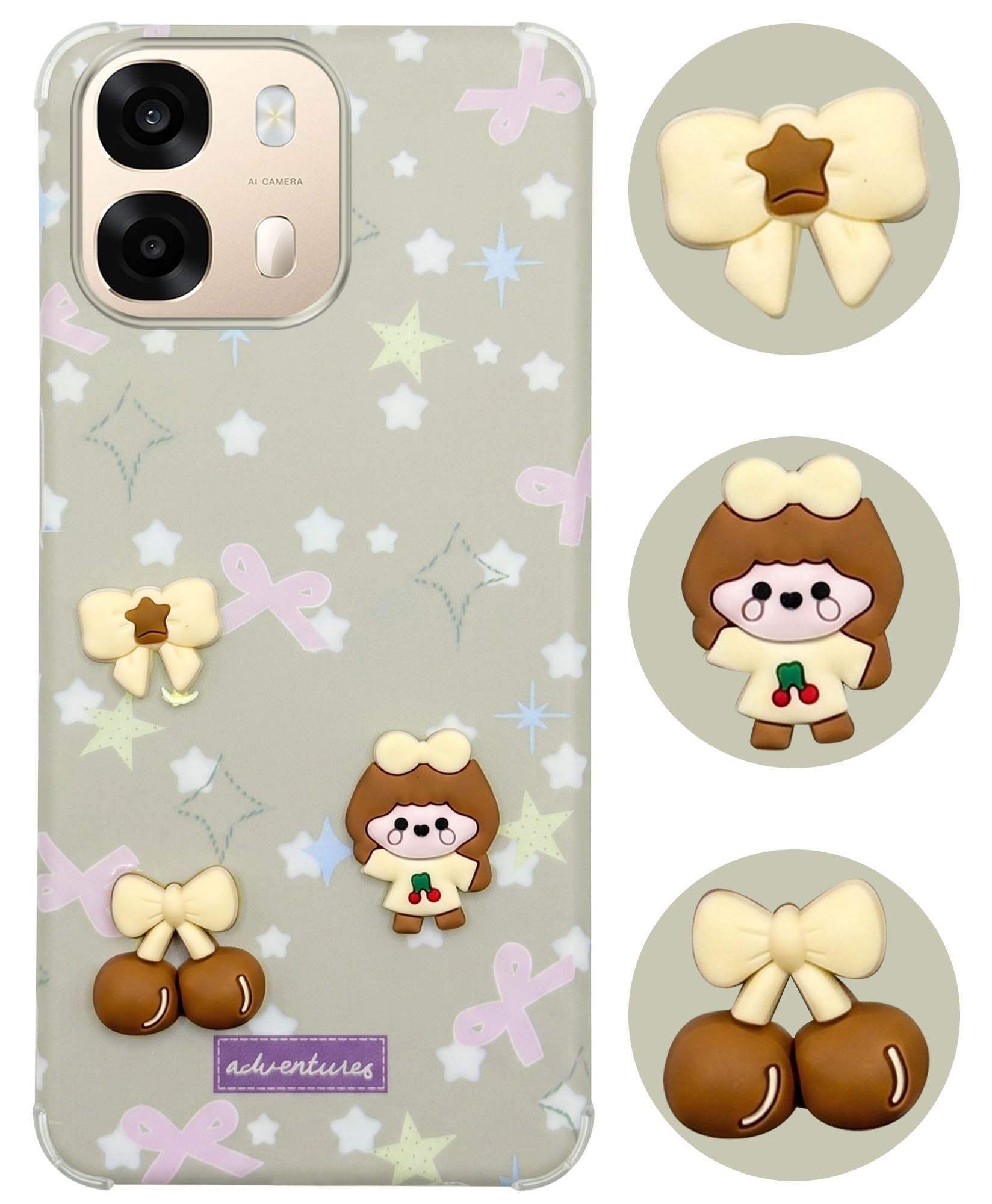 For Oppo A6 Pro Back Cover Case (3D Cute Cartoons | Hard Back Side Soft | Matte Premium Finish | HD Printing)