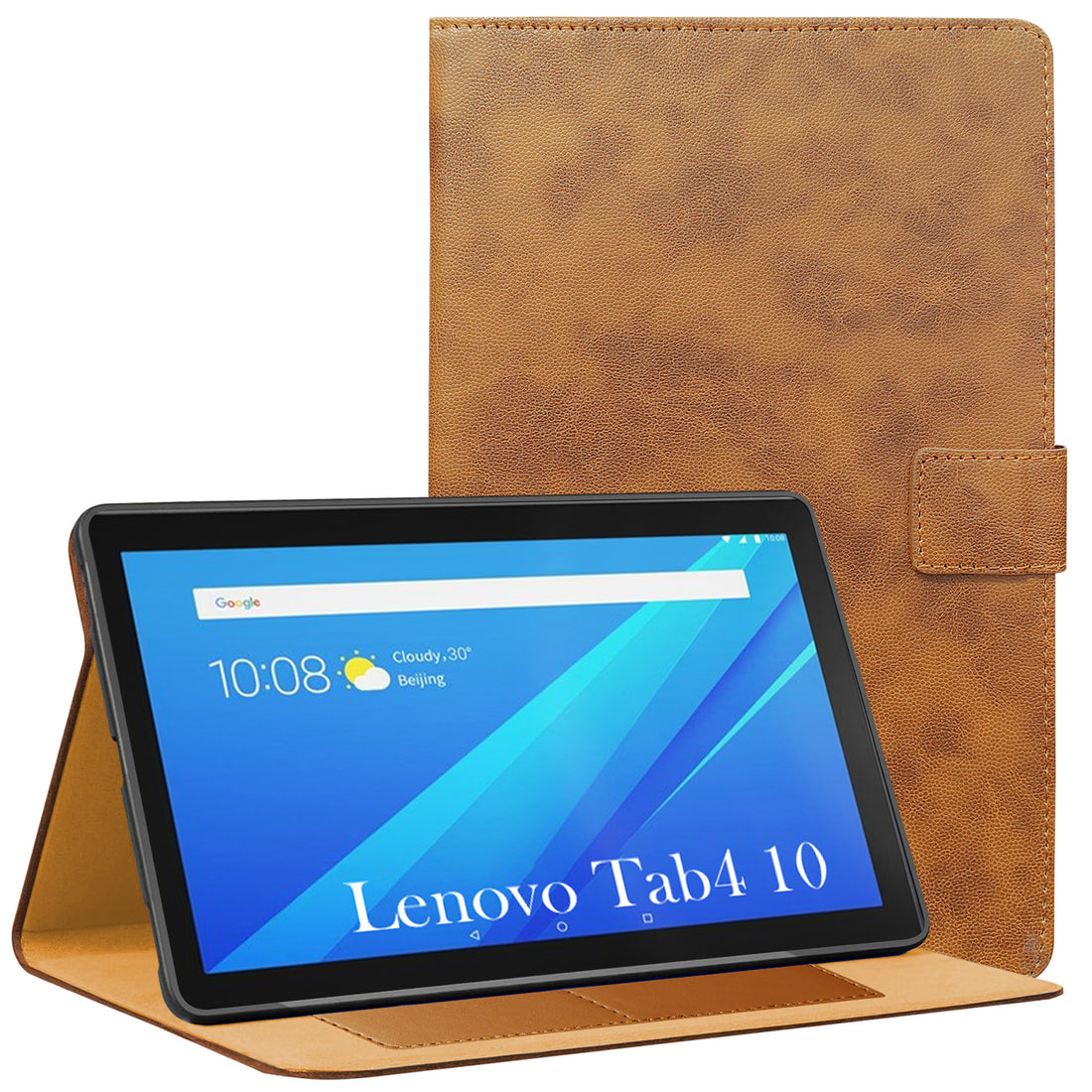 For Lenovo TAB 4 10 Inch TB-X304L Flip Cover Folio Cover (PU Leather | Multi-Angle Smart Stand | Card Storage Slots | Silicone Back Pouch)