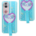 For Vivo V50 | Vivo V50e Back Cover Case (3D Cute Heart Strap Holder | Camera Protection | Designer Girls Print)
