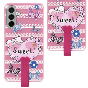 For Samsung Galaxy A26 5G Back Cover Case (3D Cute Heart Strap Holder | Camera Protection | Designer Girls Print)