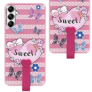 For Samsung Galaxy A14 4G | 5G Back Cover Case (3D Cute Heart Strap Holder | Camera Protection | Designer Girls Print)