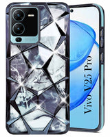 For Vivo V25 Pro Back Cover Case ( Dual Design Glitter Sparkle and Detachable Diamond Print Case | Soft and Flexible)