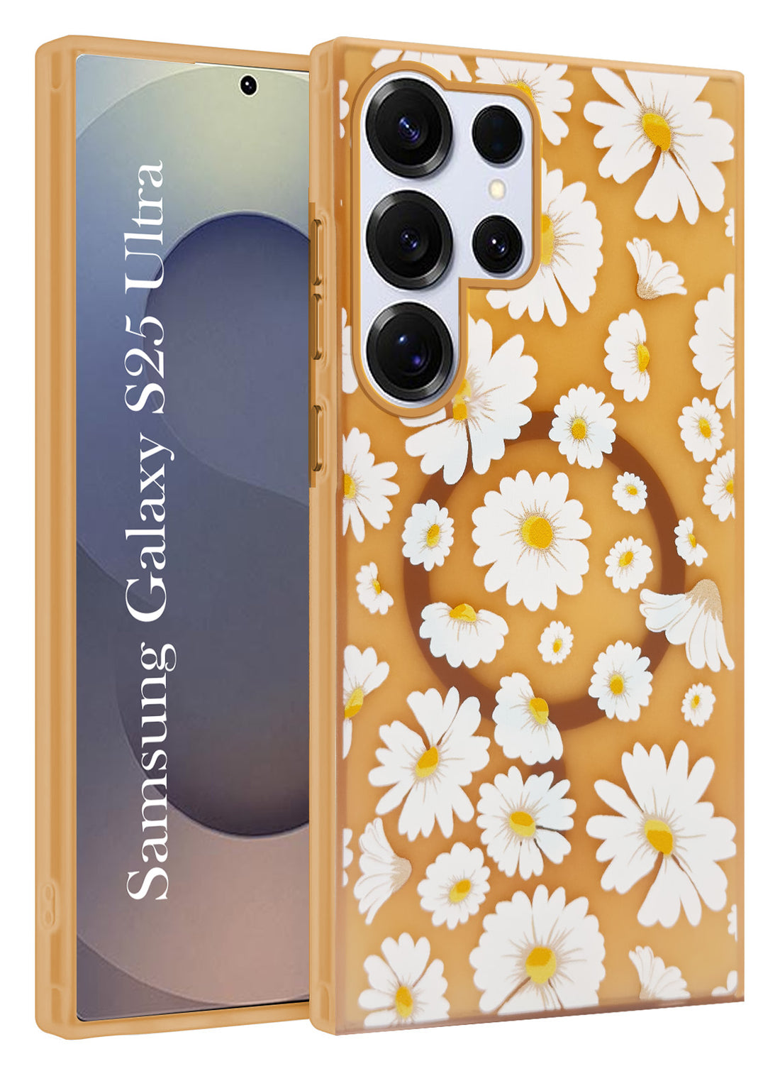For Samsung Galaxy S25 Ultra Back Cover Case (Cute Floral Design | Flower Print for Girls | MagSafe Compatible Wireless Charging) as