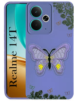 For Realme 14T Back Cover Case (Soft Butterfly Embroidery | Women Teen Girls | Camera Protection| Matte Silicone)