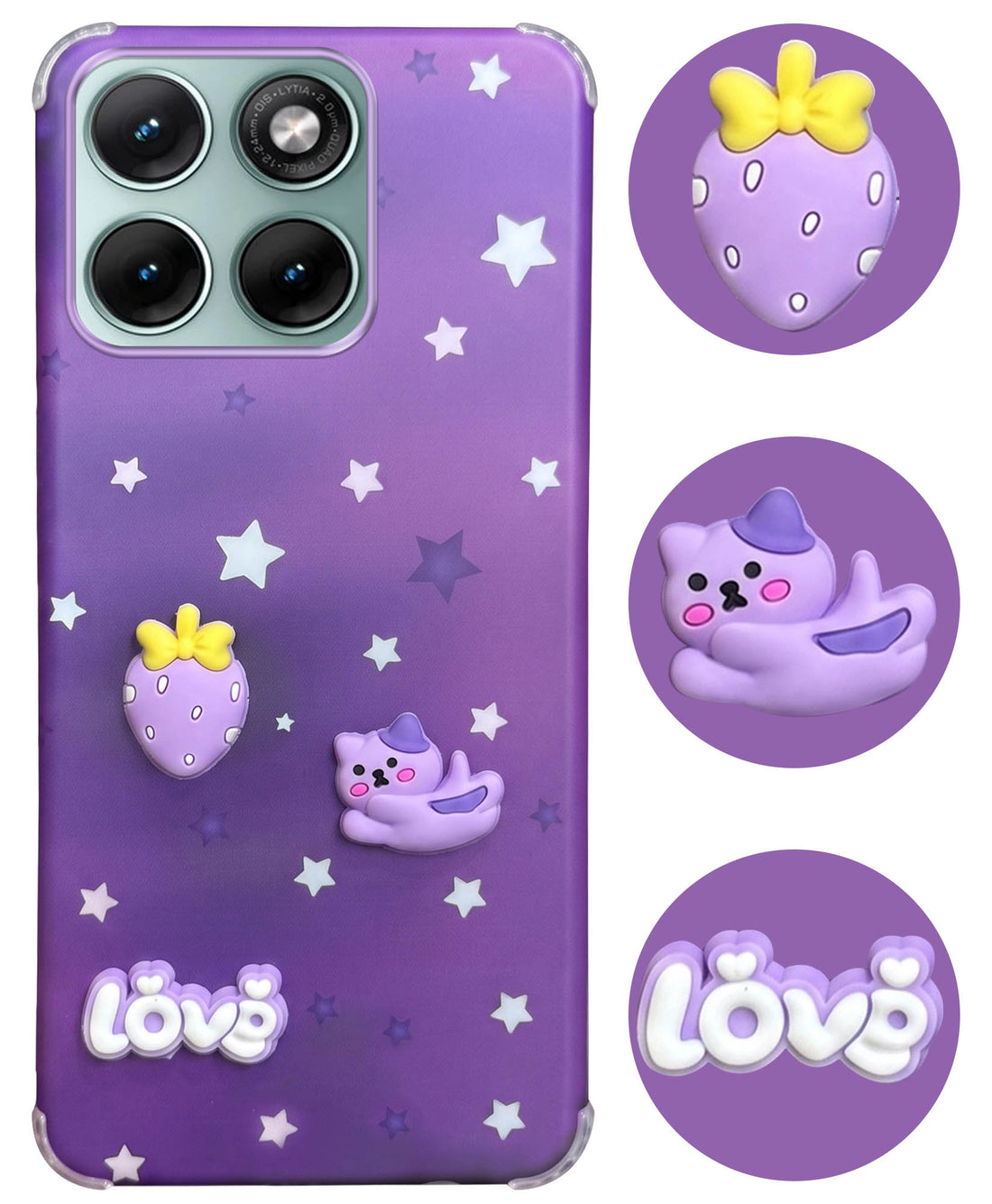 For Motorola Moto Edge 70 Fusion Back Cover Case (3D Cute Cartoons | Hard Back Side Soft | Matte Premium Finish | HD Printing)
