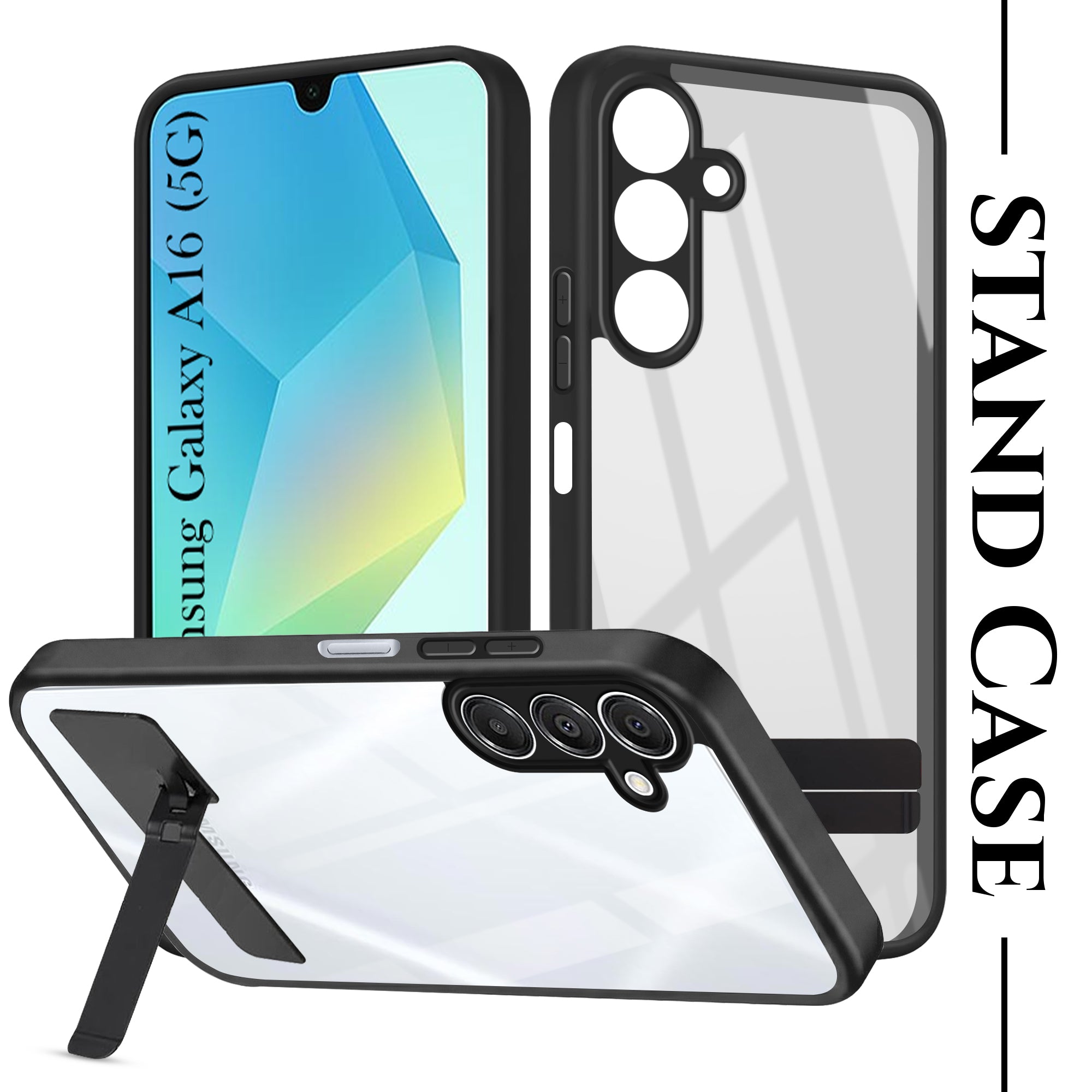 For Samsung Galaxy A16 5G Back Cover Case (Built-in Stand | Lifetime Anti Yellow | Kickstand Shockproof | Camera Protection | MagSafe Compatible)