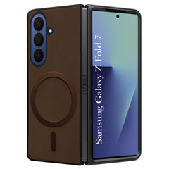 For Samsung Galaxy Z Fold 7 Back Cover Case Leather Finish (MagSafe Wireless Charging Compatible | Inside Microfiber Cloth)
