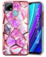 For Realme Narzo 30A Back Cover Case (Dual Design Glitter Sparkle and Detachable Diamond Print Case | Soft and Flexible)