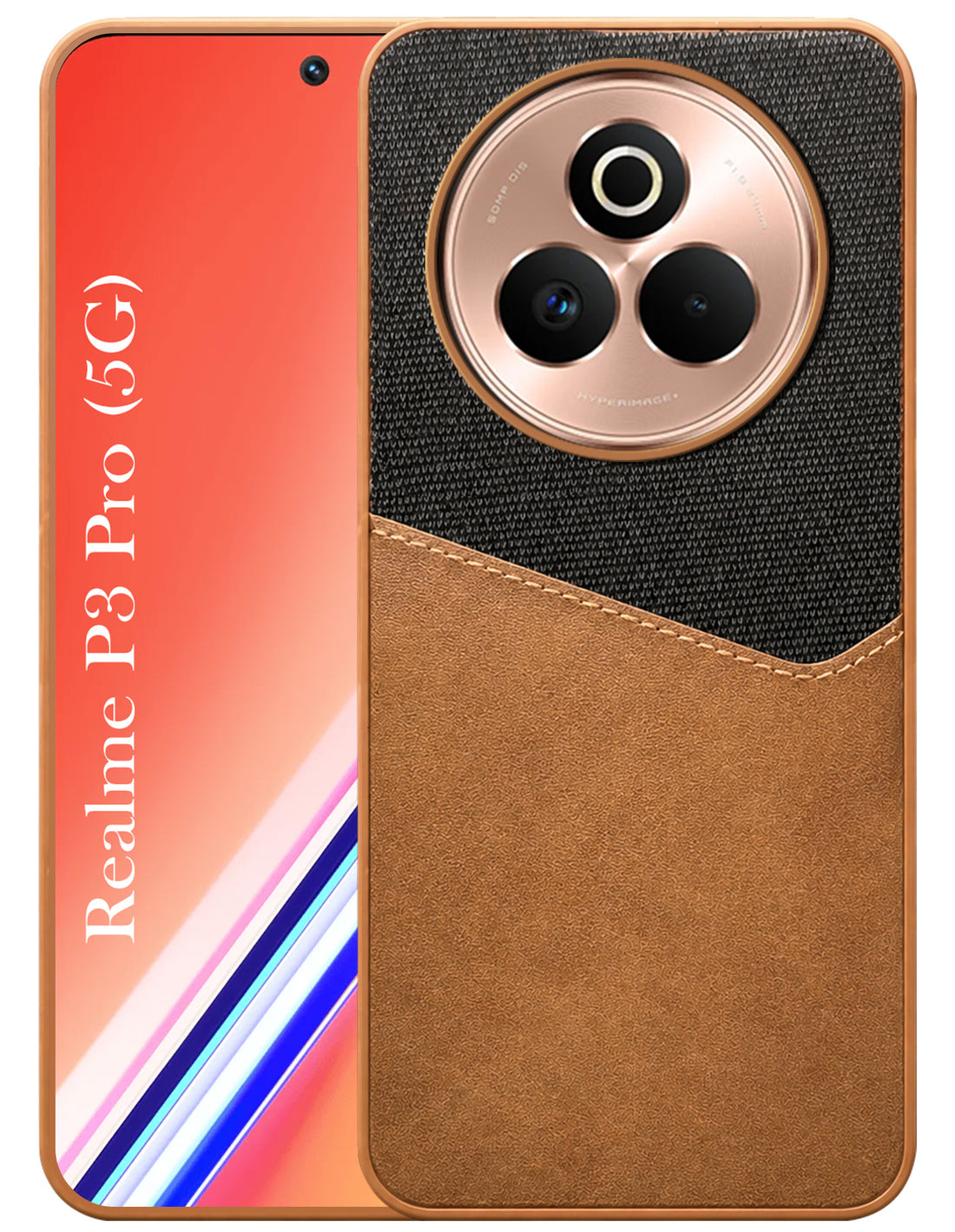 For Realme P3 Pro Back Cover Case (Dual PU Leather Stitch | Professional Minimalist | Soft and Flexible)