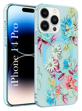 For Apple iPhone 14 Pro Back Cover Case (Cute Floral Design | Flower Print for Girls | MagSafe Compatible Wireless Charging)