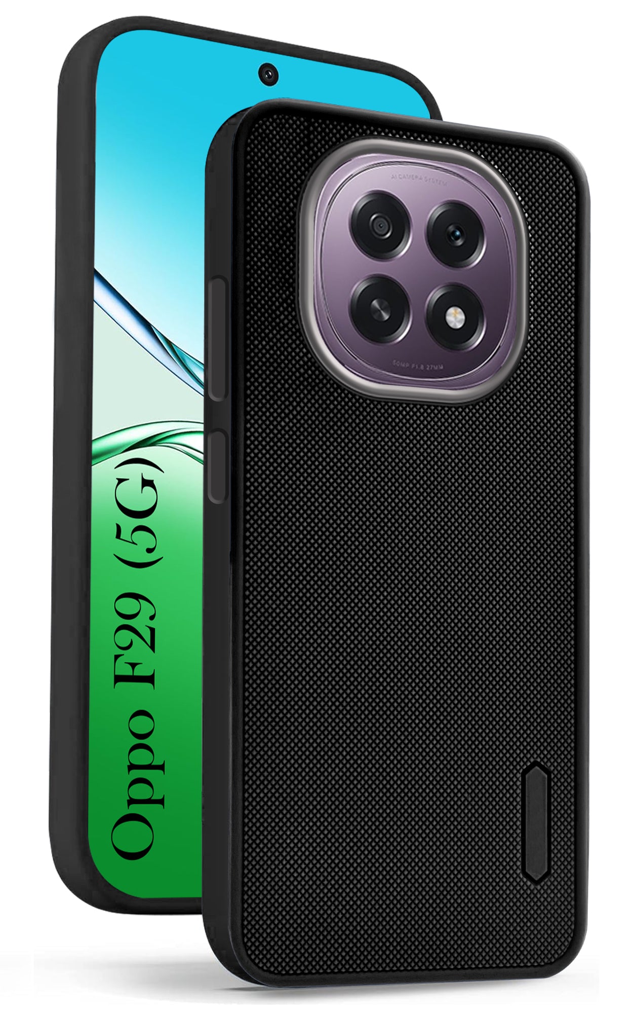 For Oppo F29 Back Cover Case (Textured Grip Design | Micro-Fiber Cloth Inside | Slim and Light Weight | Soft Touch and Feel | Black)