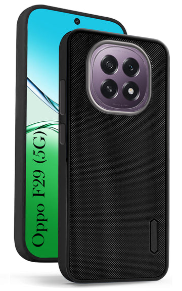 For Oppo F29 Back Cover Case (Textured Grip Design | Micro-Fiber Cloth Inside | Slim and Light Weight | Soft Touch and Feel | Black)