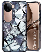 For Vivo V40e Back Cover Case (Dual Design Glitter Sparkle and Detachable Diamond Print Case | Soft and Flexible)