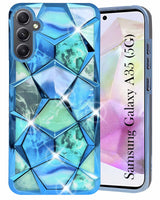 For Samsung Galaxy A35 5G Back Cover Case ( Dual Design Glitter Sparkle and Detachable Diamond Print Case | Soft and Flexible)