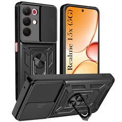 For Realme 15X Back Cover Case Hybrid Armor (Sliding Shutter Camera Protection | Polycarbonate |Ring Holder Kickstand)