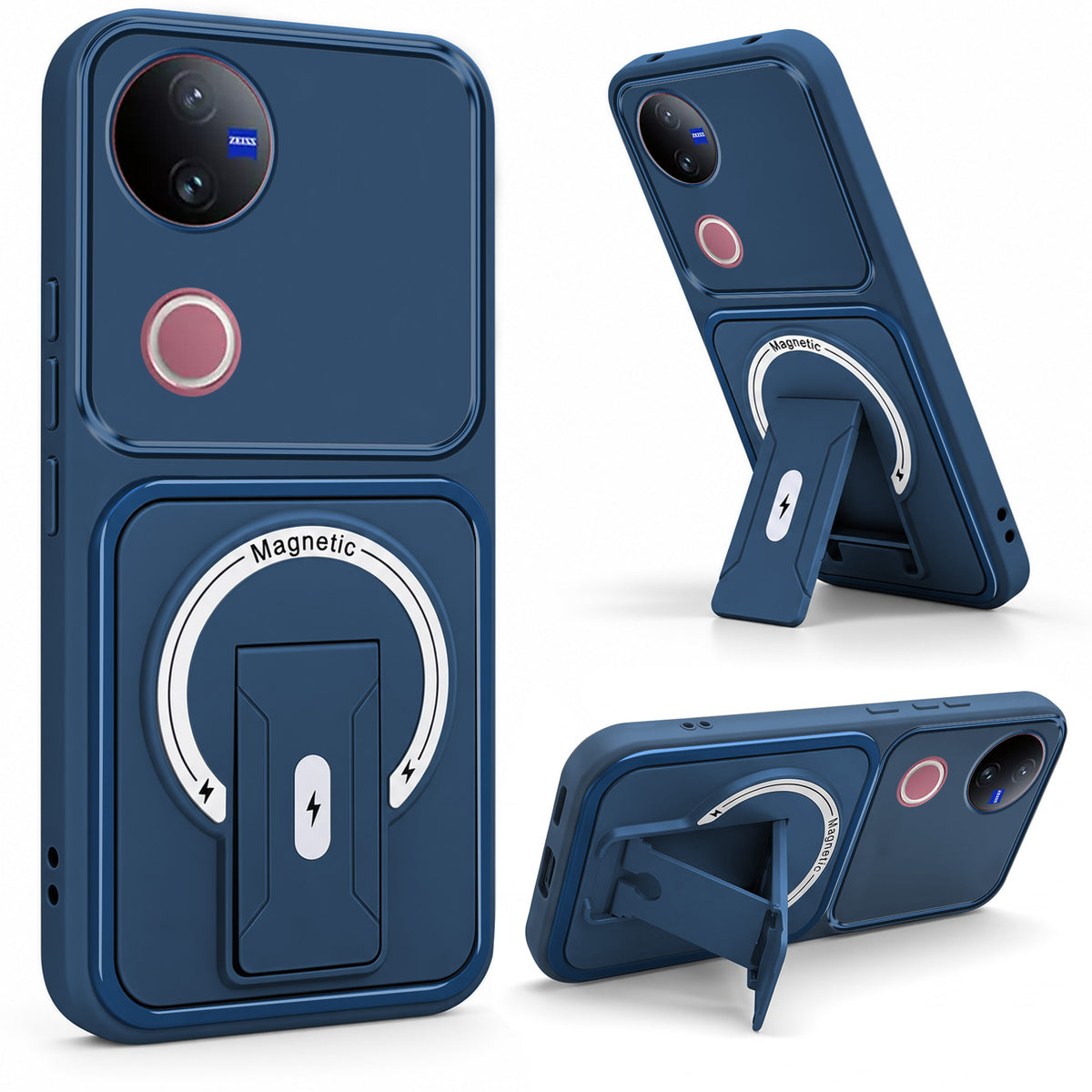 For Vivo V50 | Vivo V50e Back Case Cover Metallic (Hybrid Armor Kickstand | MagSafe Compatible | Camera Protection Shockproof)