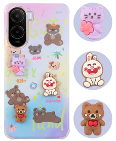 For Poco C85x 5G Back Cover Case (3D Cute Cartoons | Hard Back Side Soft | Matte Premium Finish | HD Printing)