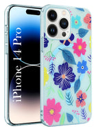For Apple iPhone 14 Pro Back Cover Case (Cute Floral Design | Flower Print for Girls | MagSafe Compatible Wireless Charging)