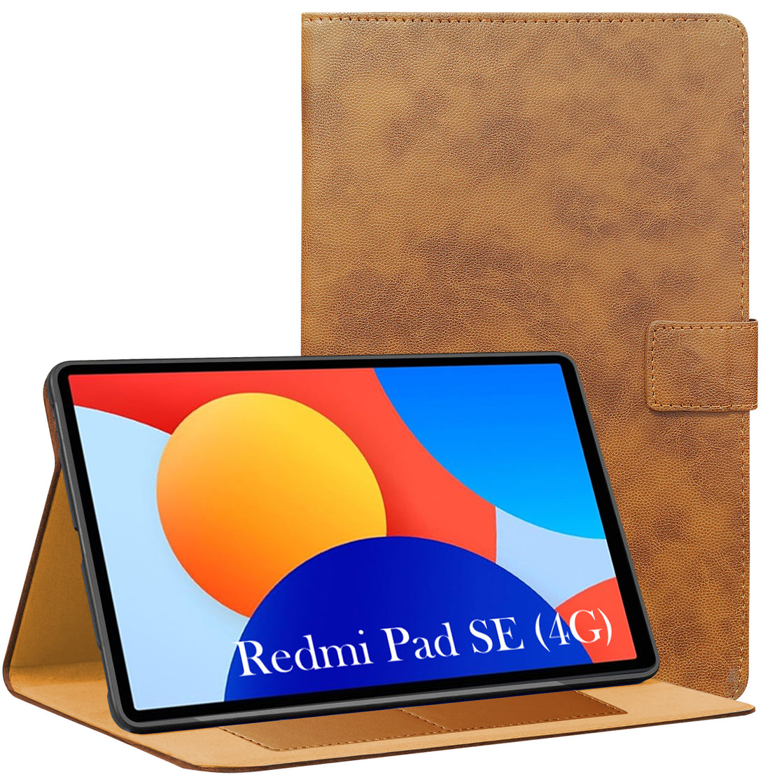 For Redmi Pad SE 4G 8.7 Inch 220233L2G Flip Cover Folio Cover (PU Matte Leather | Multi-Angle Smart Stand | Card Storage Slots | Silicone Back Pouch)