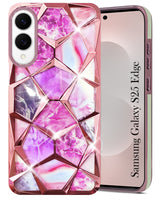 For Samsung Galaxy S25 Edge Back Cover Case  ( Dual Design Glitter Sparkle and Detachable Diamond Print Case | Soft and Flexible)