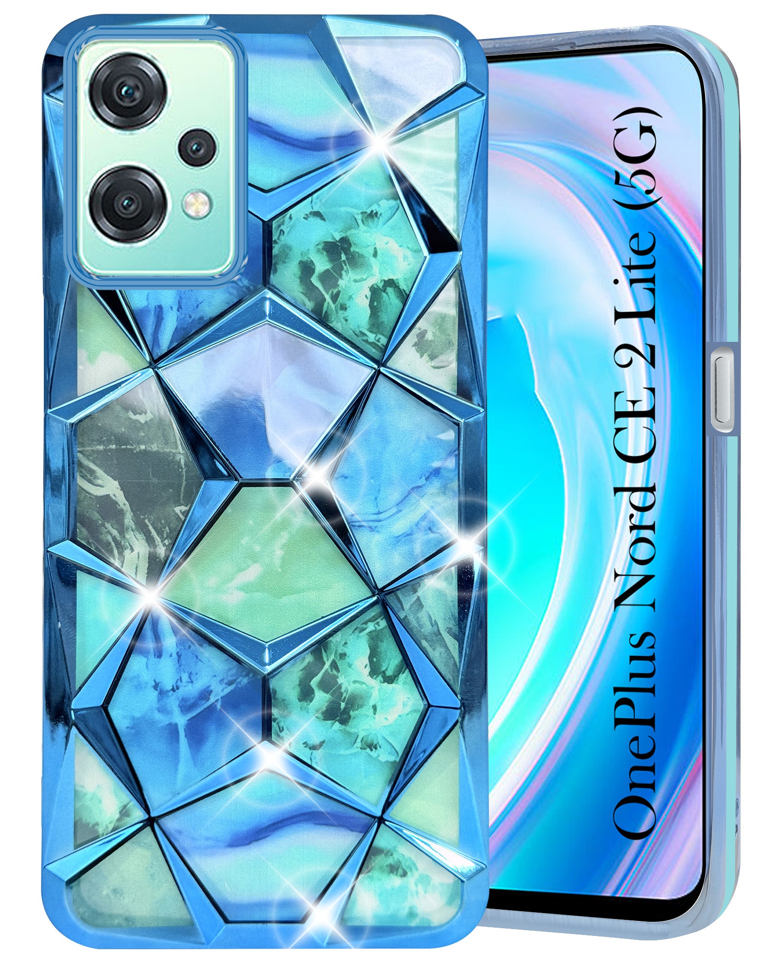 For OnePlus Nord CE 2 Lite Back Cover Case ( Dual Design Glitter Sparkle and Detachable Diamond Print Case | Soft and Flexible)