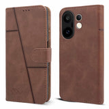 For Vivo X200 FE Flip Cover Case ( Stitched Leather with Magnetic Closure)