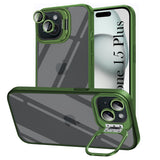For Apple iPhone 15 Plus Back Cover Case (Camera Lens Glass | Metal Stand Holder | Shockproof Hybrid | Anti Yellow |)
