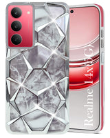 For Realme 14X Back Cover Case Girls (Dual Design Glitter Sparkle and Detachable Diamond Print Case | Soft and Flexible)