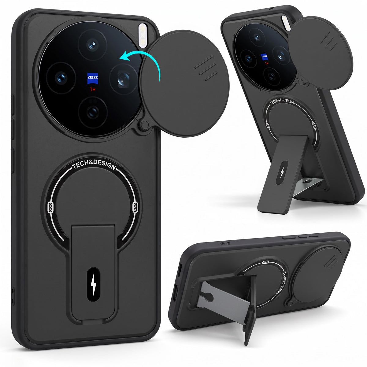 For Vivo X200T Back Case Cover Metallic (Hybrid Armor Kickstand | Sliding Shutter Camera Protection | MagSafe Compatible)