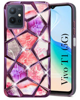 For Vivo T1 5G Back Cover Case ( Dual Design Glitter Sparkle and Detachable Diamond Print Case | Soft and Flexible)