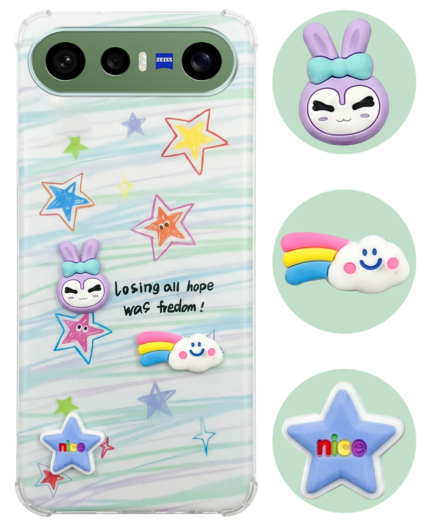 For Vivo X300 FE Back Cover Case (3D Cute Cartoons | Hard Back Side Soft | Matte Premium Finish | HD Printing)