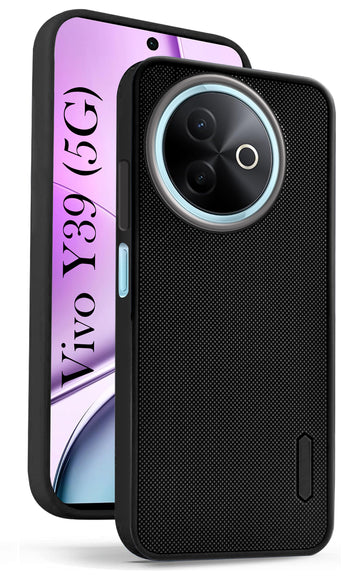 For Vivo Y39 Back Cover Case (Textured Grip Design | Micro-Fiber Cloth Inside | Slim and Light Weight | Soft Touch and Feel | Black)