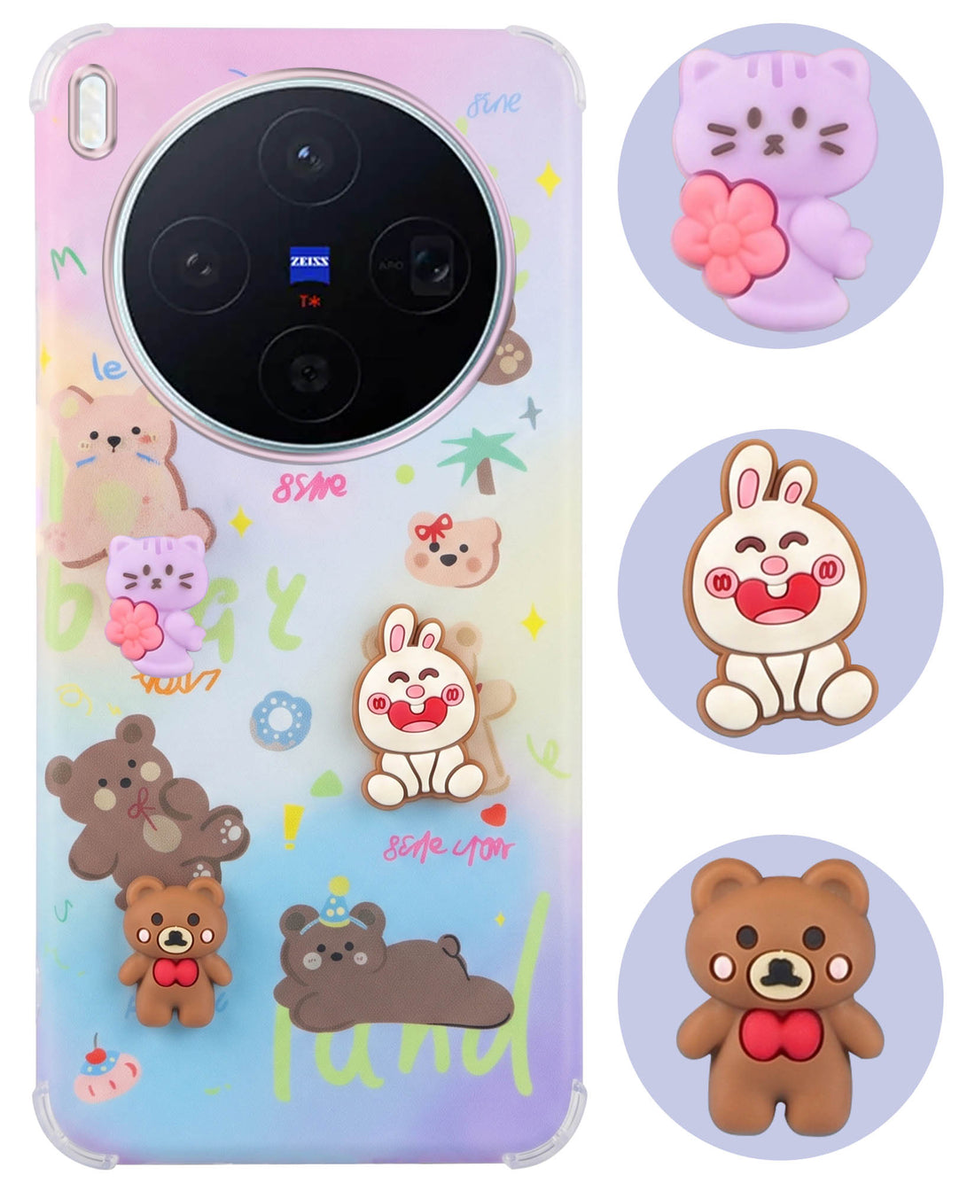 For Vivo X300 5G Back Cover Case (3D Cute Cartoons | Hard Back Side Soft | Matte Premium Finish | HD Printing)