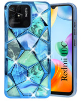For Xiaomi Redmi 10C Back Cover Case ( Dual Design Glitter Sparkle and Detachable Diamond Print Case | Soft and Flexible)