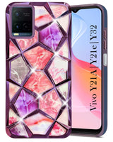 For Vivo Y21e | Vivo Y21A | Vivo Y32 Back Cover Case (Dual Design Glitter Sparkle and Detachable Diamond Print Case | Soft and Flexible)