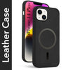 For Apple iPhone 14 Plus Back Cover Case Leather Finish (MagSafe Compatible Wireless Charging | Soft Touch | Camera Bump Protection)