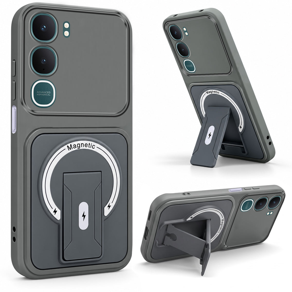For Vivo Y31 5G Back Case Cover Metallic (Hybrid Armor Kickstand | MagSafe Compatible | Camera Protection Shockproof)