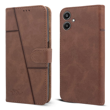 For Samsung Galaxy A06 Flip Cover Case (Stitched Leather with Magnetic Closure)