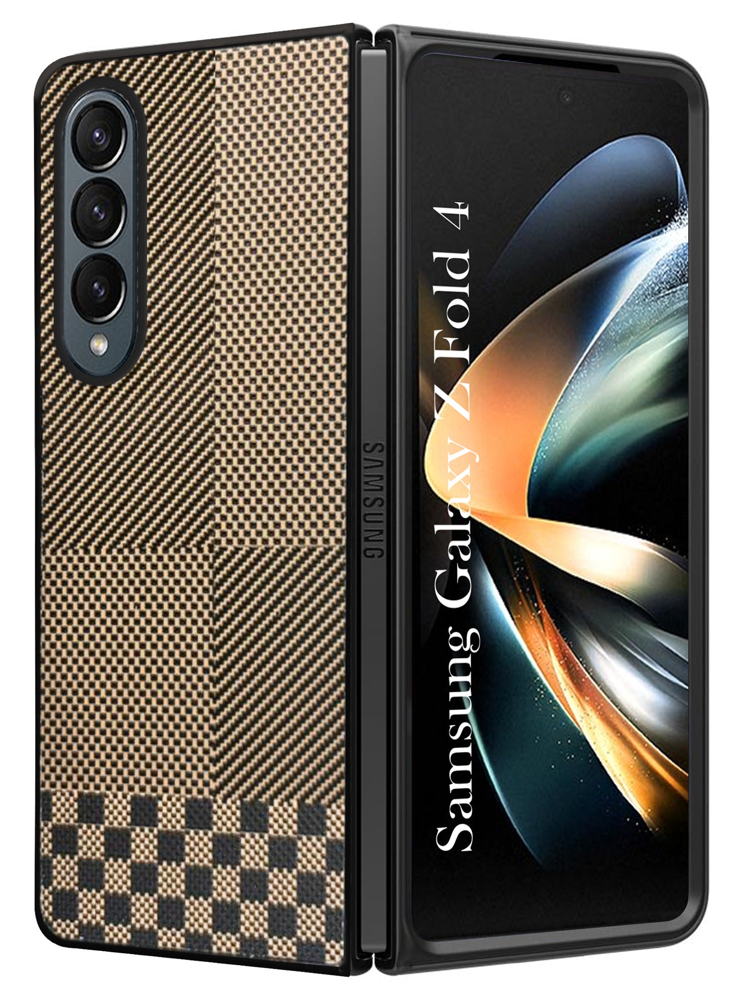 For Samsung Galaxy Z Fold 4 5G Back Flip Case Cover (Craft Printed Design | Hybrid Texture | Inside Microfiber Cloth)