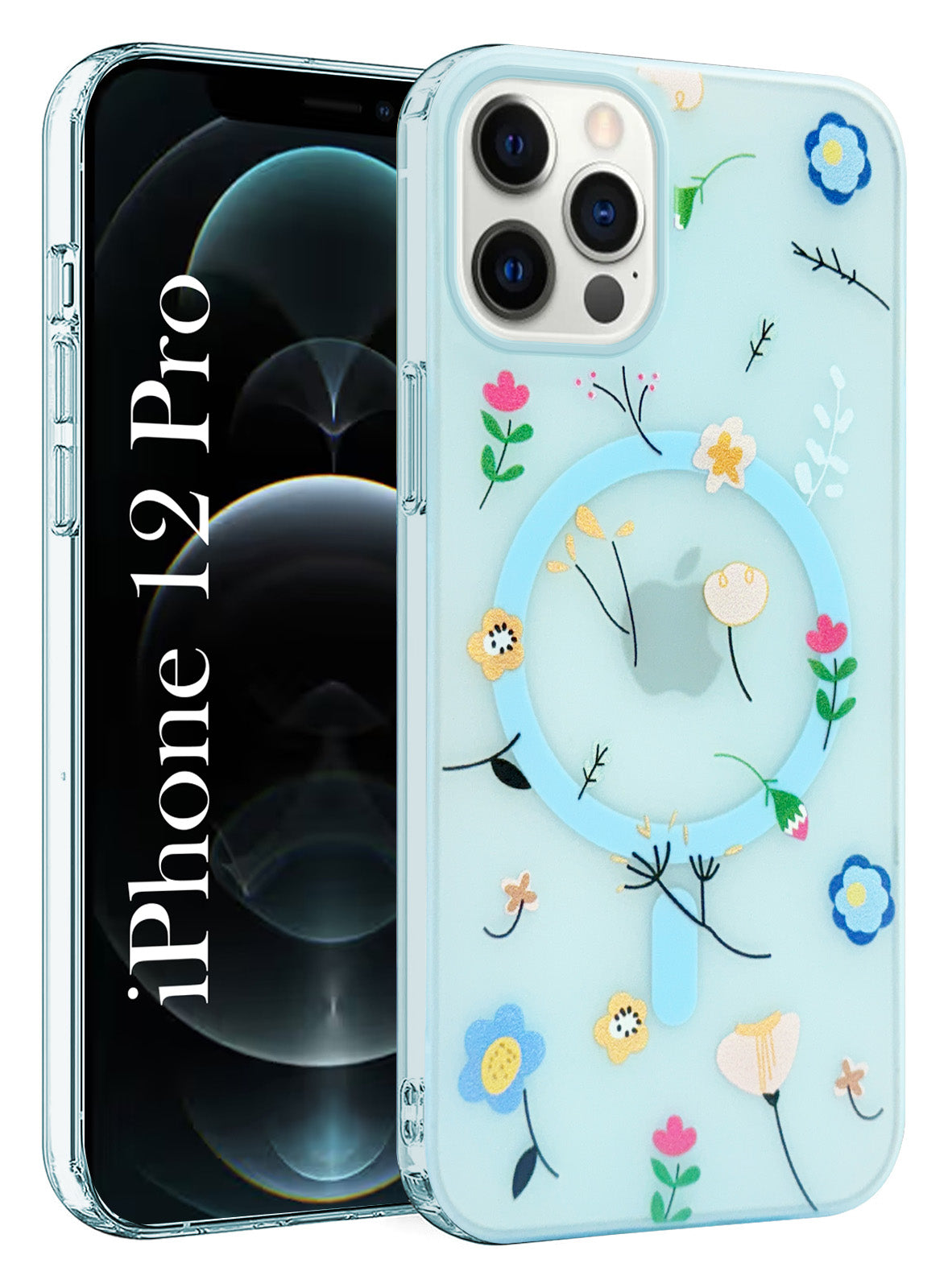 For Apple iPhone 12 Pro  Back Cover Case  (Cute Floral Design | Flower Print for Girls | MagSafe Compatible Wireless Charging)