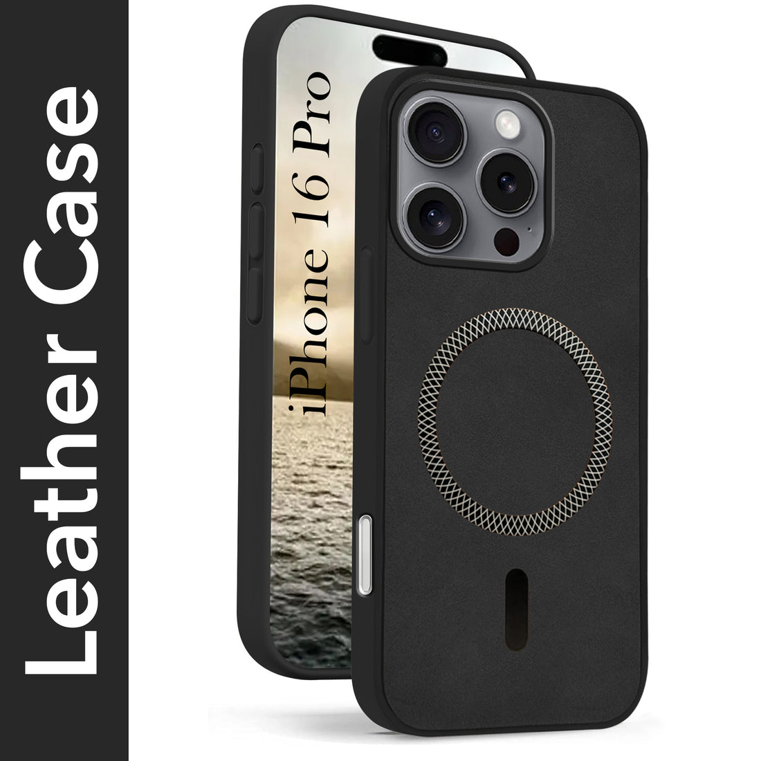 For Apple iPhone 16 Pro Back Cover Case (Sleek Leather Finish | MagSafe Compatible Wireless Charging | Camera Bump Protection)